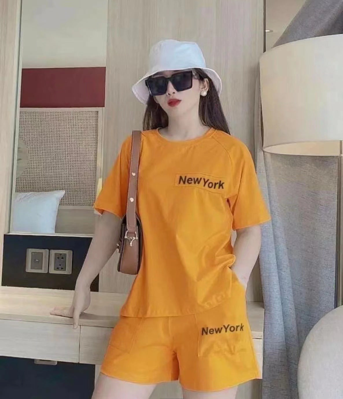 Women's Letter Print Casual Short-Sleeve Two-Piece Set