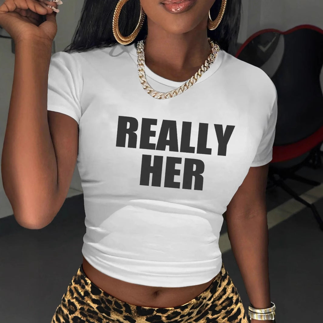 Women's Letter Print Cropped T-Shirt