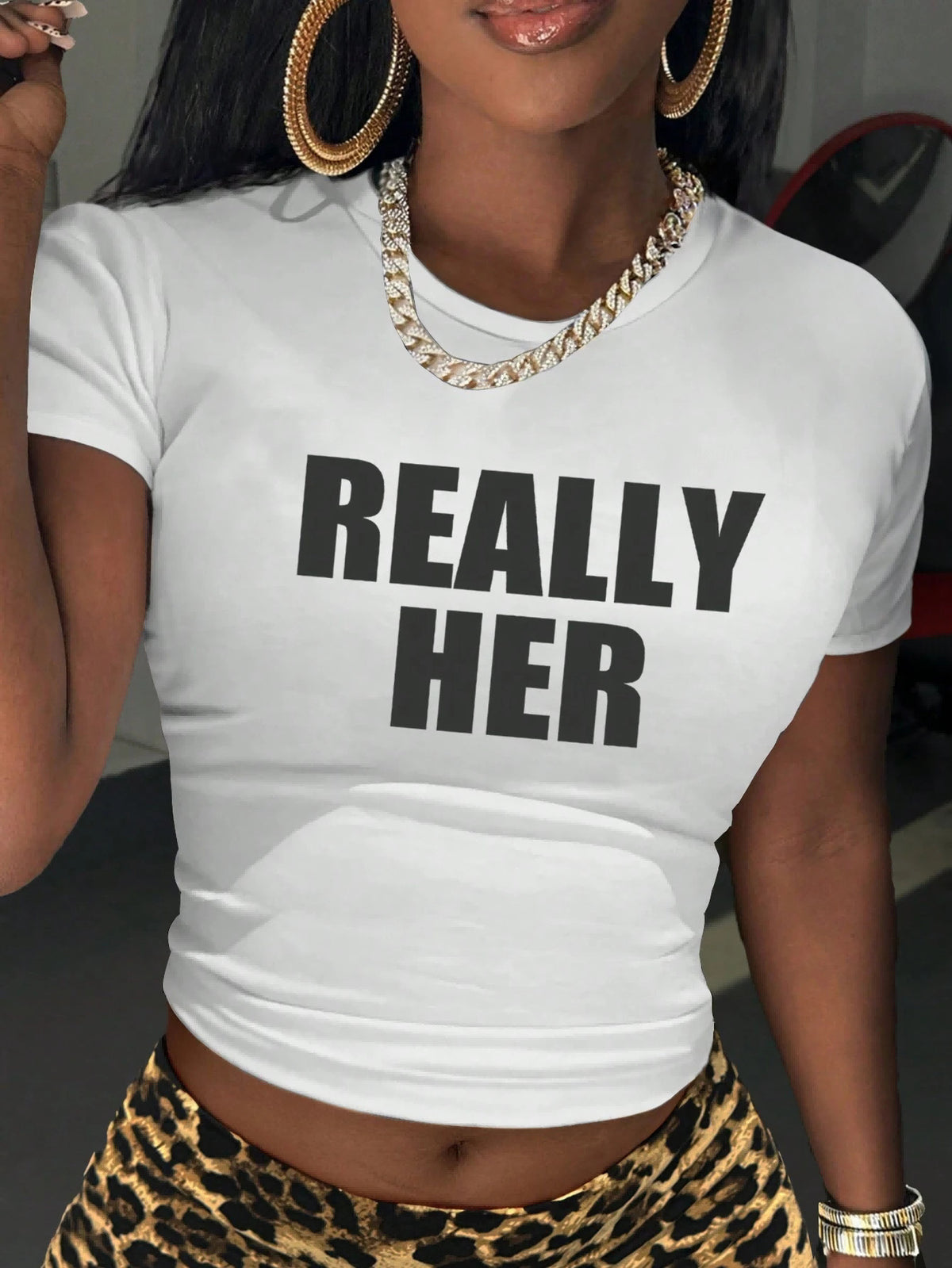 Women's Letter Print Cropped T-Shirt