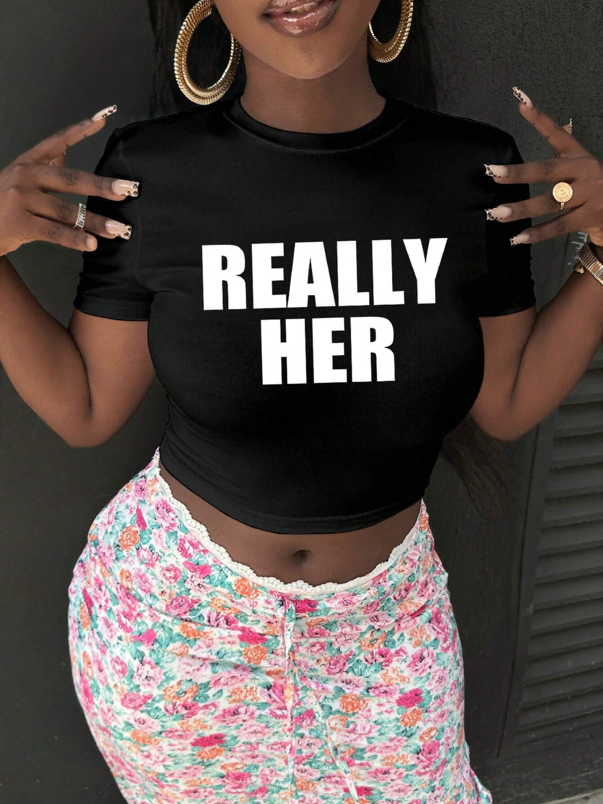 Women's Letter Print Cropped T-Shirt