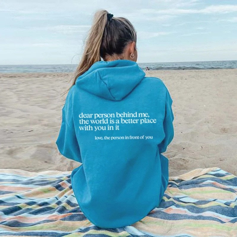 Women's Letter Print Fleece Hoodie