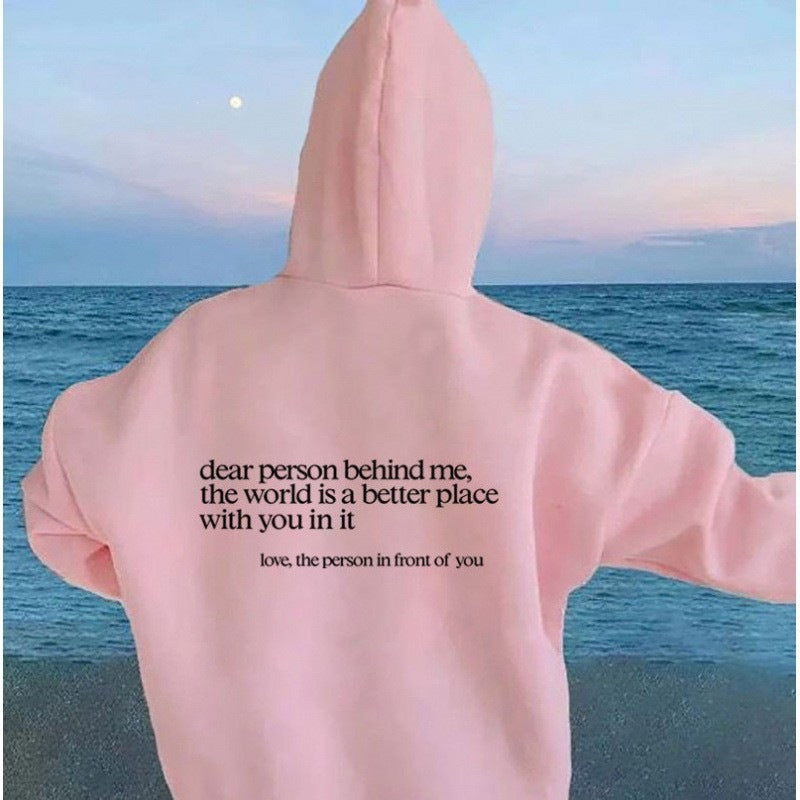 Women's Letter Print Fleece Hoodie