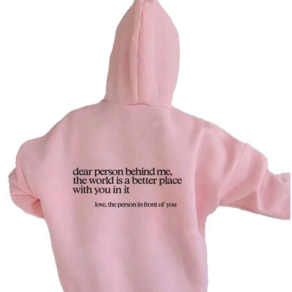 Women's Letter Print Fleece Hoodie
