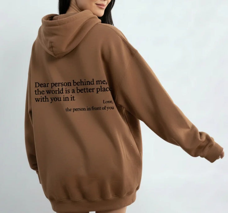 Women's Letter Print Fleece Hoodie