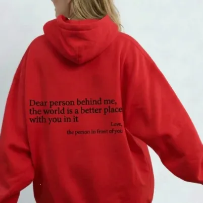 Women's Letter Print Fleece Hoodie