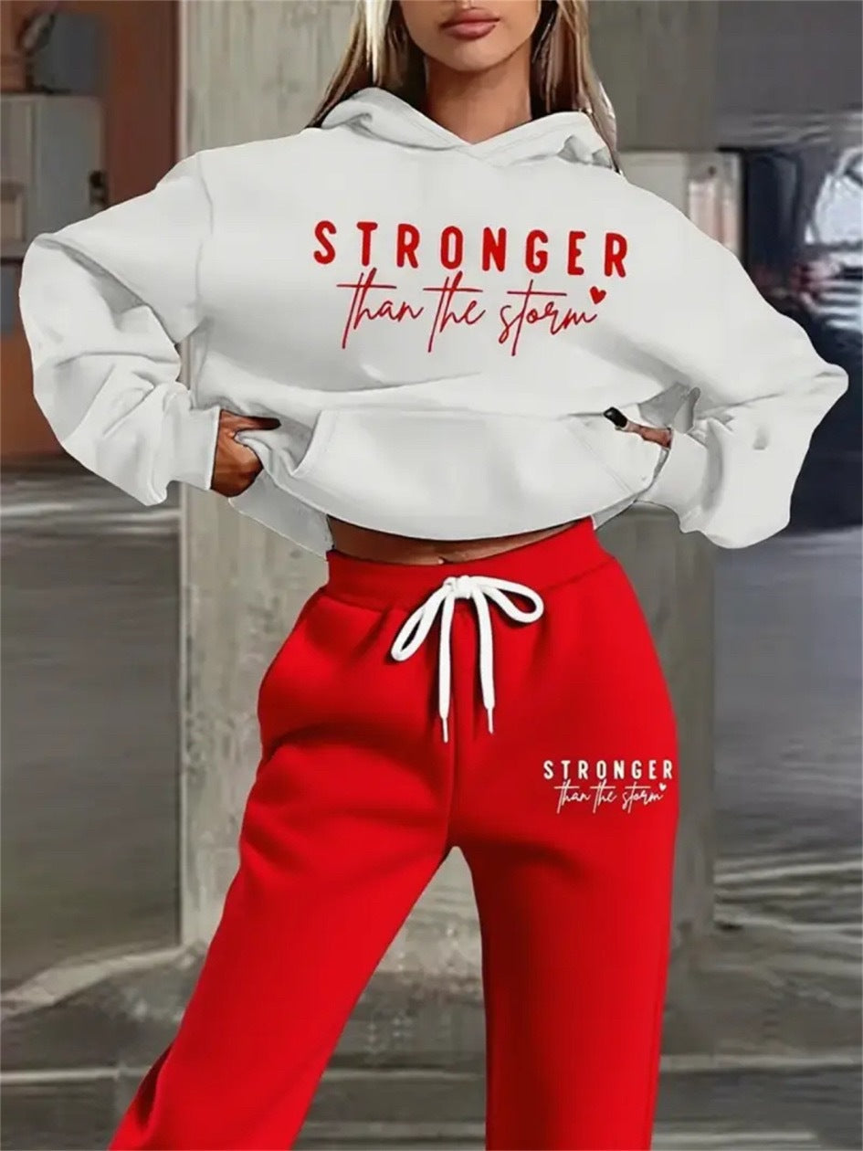 Women's Letter Print Fleece Sweatsuit Set