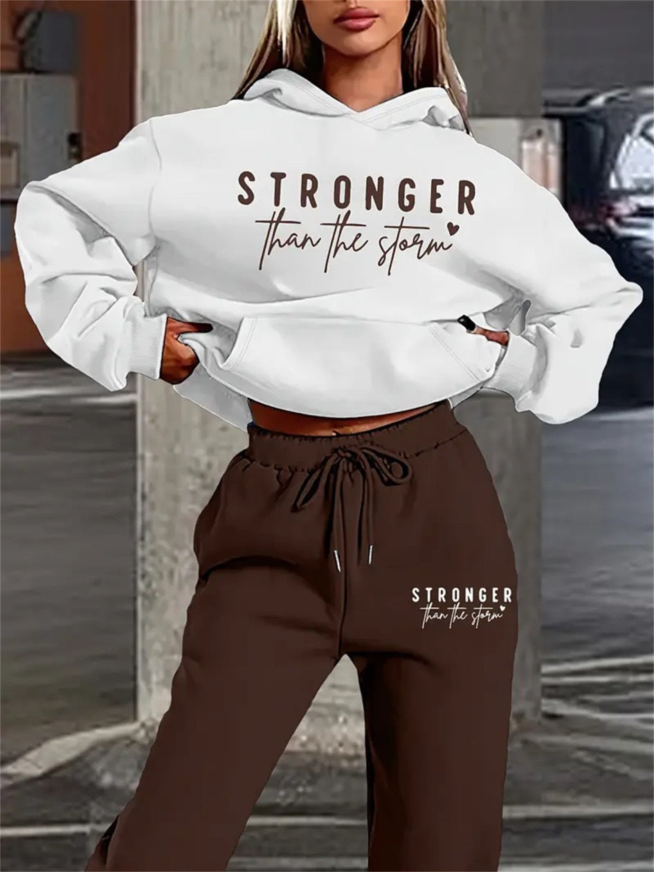 Women's Letter Print Fleece Sweatsuit Set