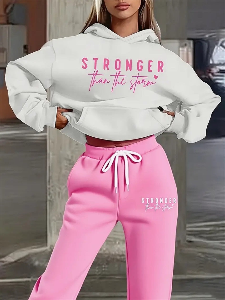Women's Letter Print Fleece Sweatsuit Set