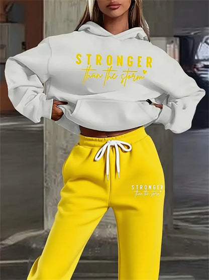 Women's Letter Print Fleece Sweatsuit Set