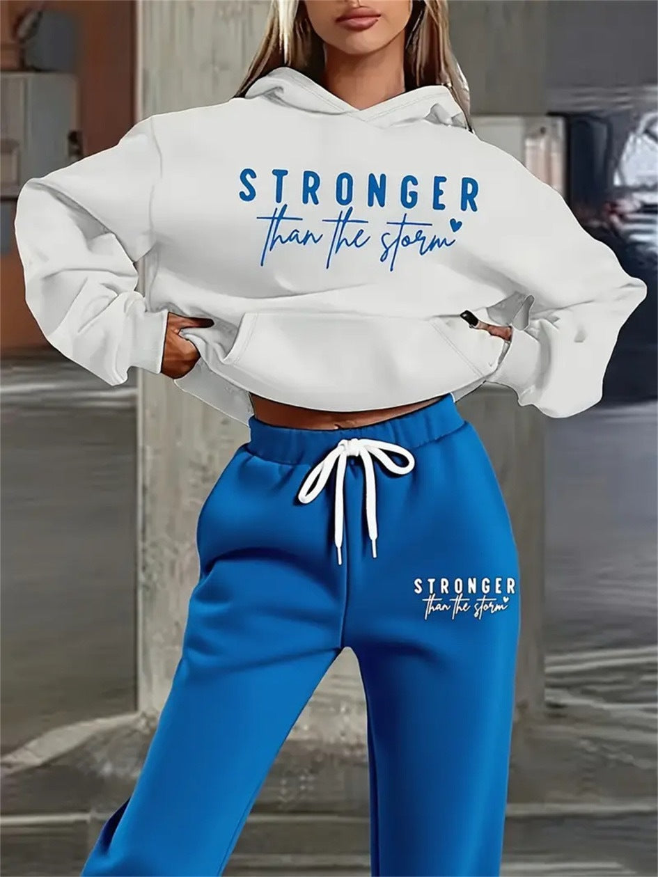 Women's Letter Print Fleece Sweatsuit Set