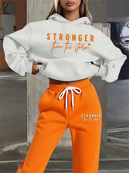 Women's Letter Print Fleece Sweatsuit Set