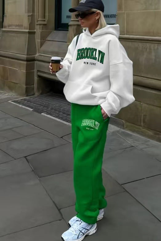 Women's Letter Print Fleece Sweatsuit Set