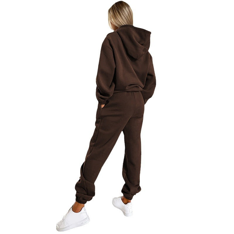 Women's Letter Print Fleece Sweatsuit Set