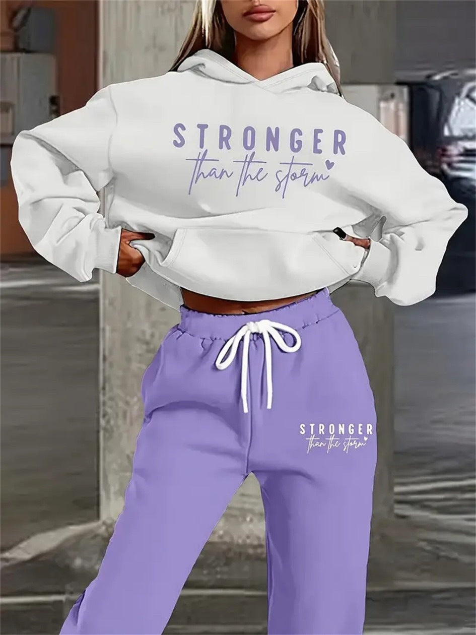 Women's Letter Print Fleece Sweatsuit Set