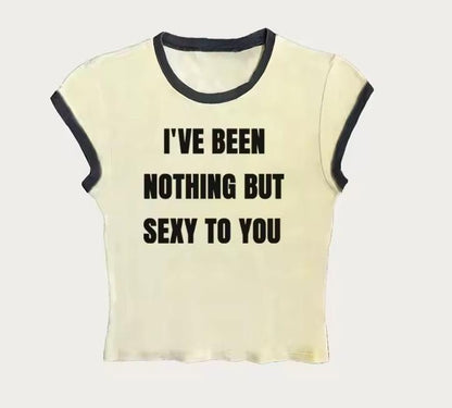 Women's Letter Print Round Neck T-Shirt