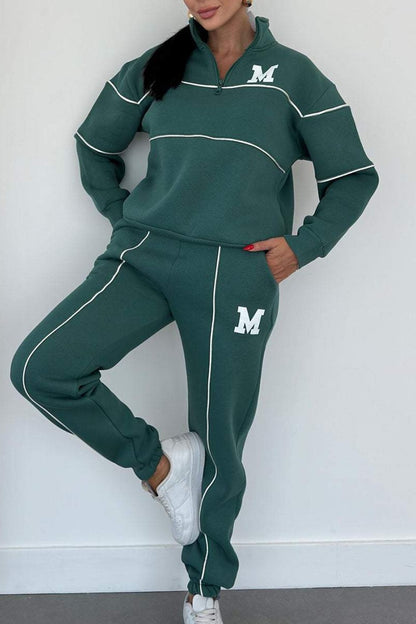 Women's Letter Stamping Casual Sports Two-Piece Suit