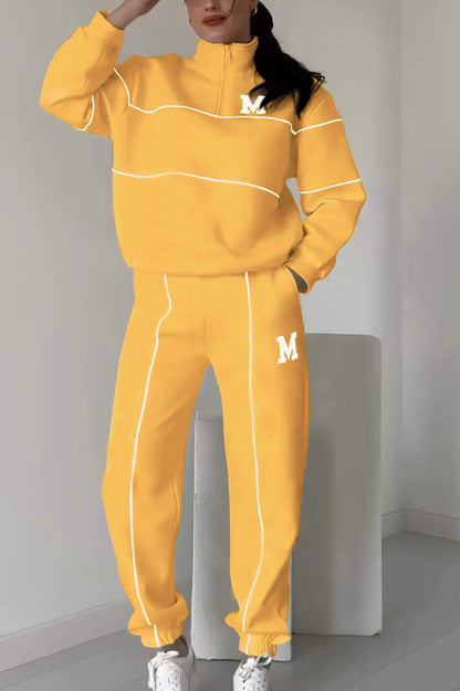 Women's Letter Stamping Casual Sports Two-Piece Suit