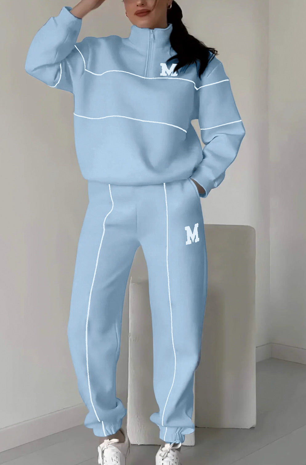 Women's Letter Stamping Casual Sports Two-Piece Suit