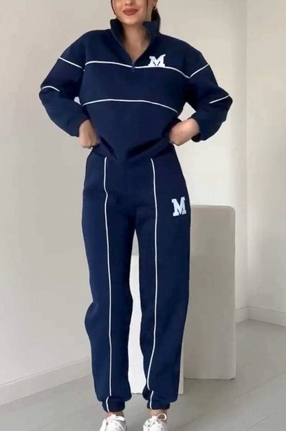 Women's Letter Stamping Casual Sports Two-Piece Suit