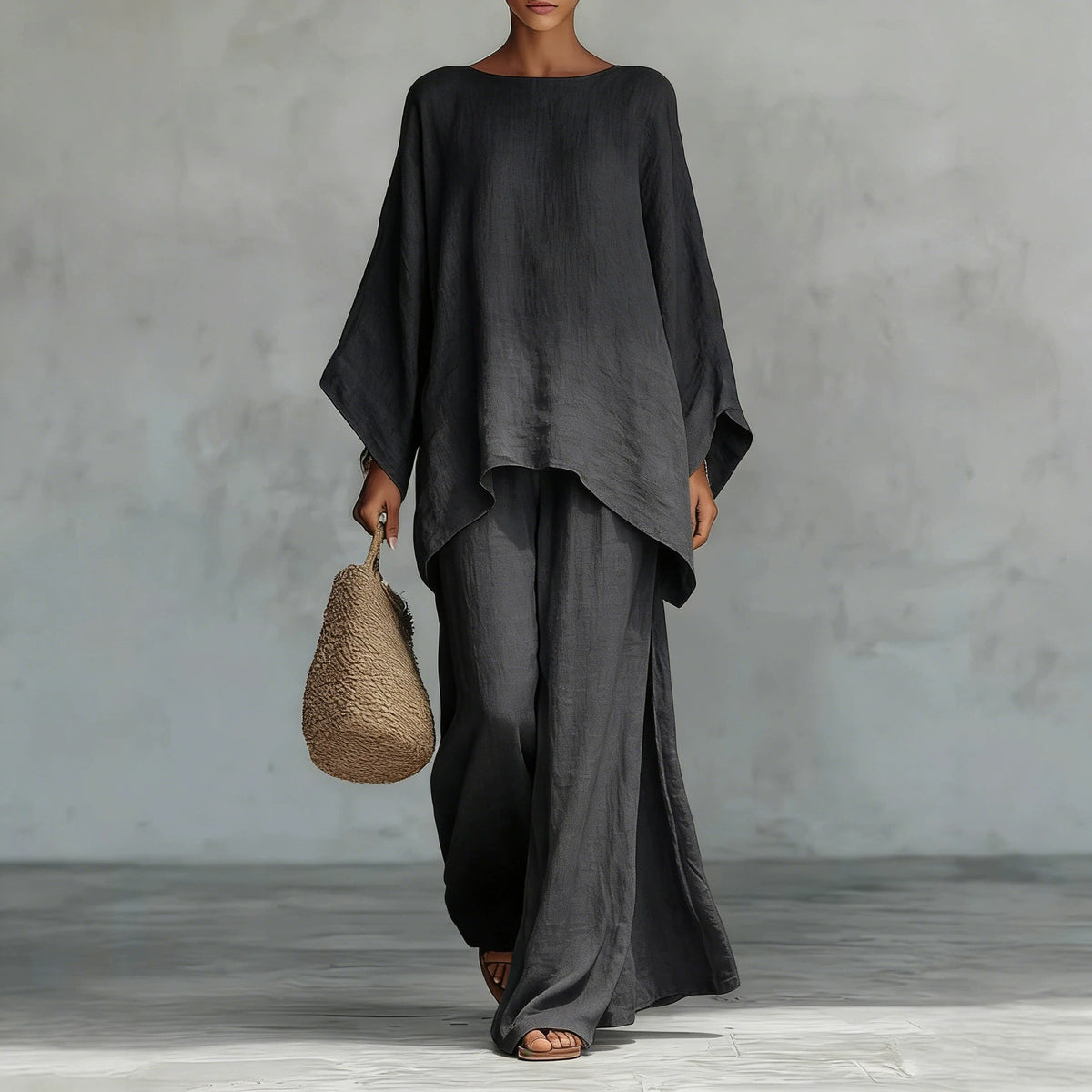 Women's Linen Blend Shirt and Pants Set