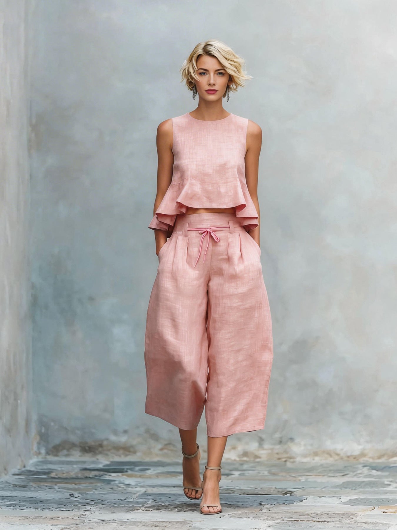 Women's Linen Blend Two-Piece Set