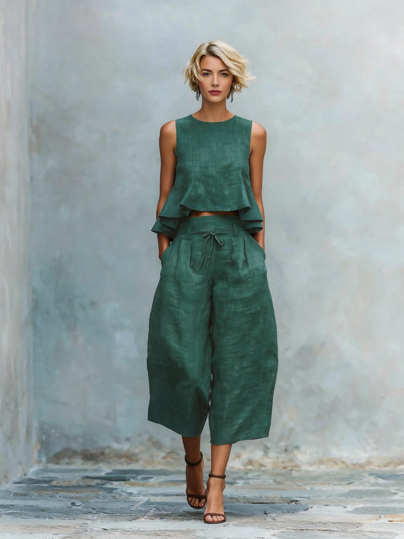 Women's Linen Blend Two-Piece Set