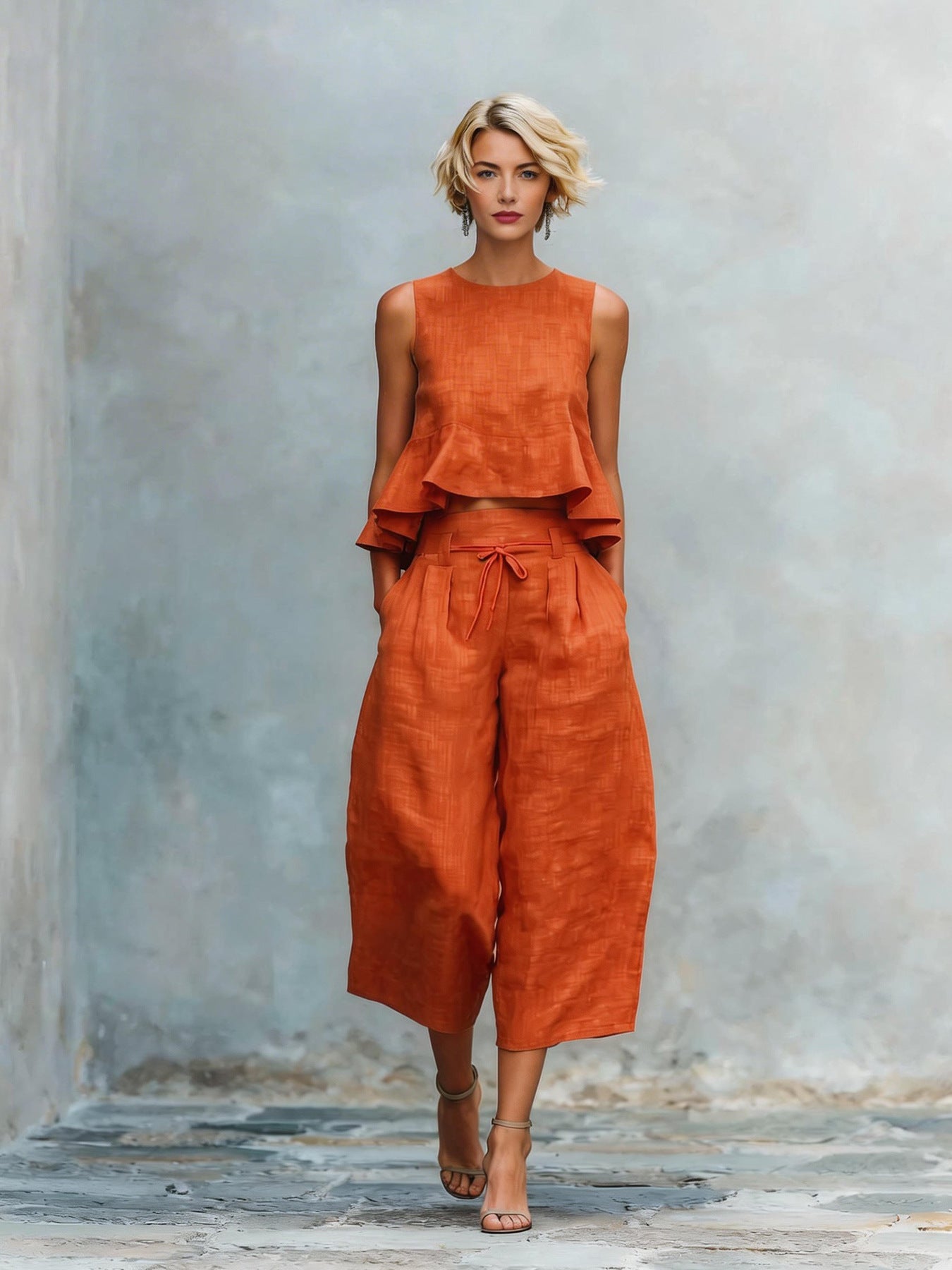 Women's Linen Blend Two-Piece Set