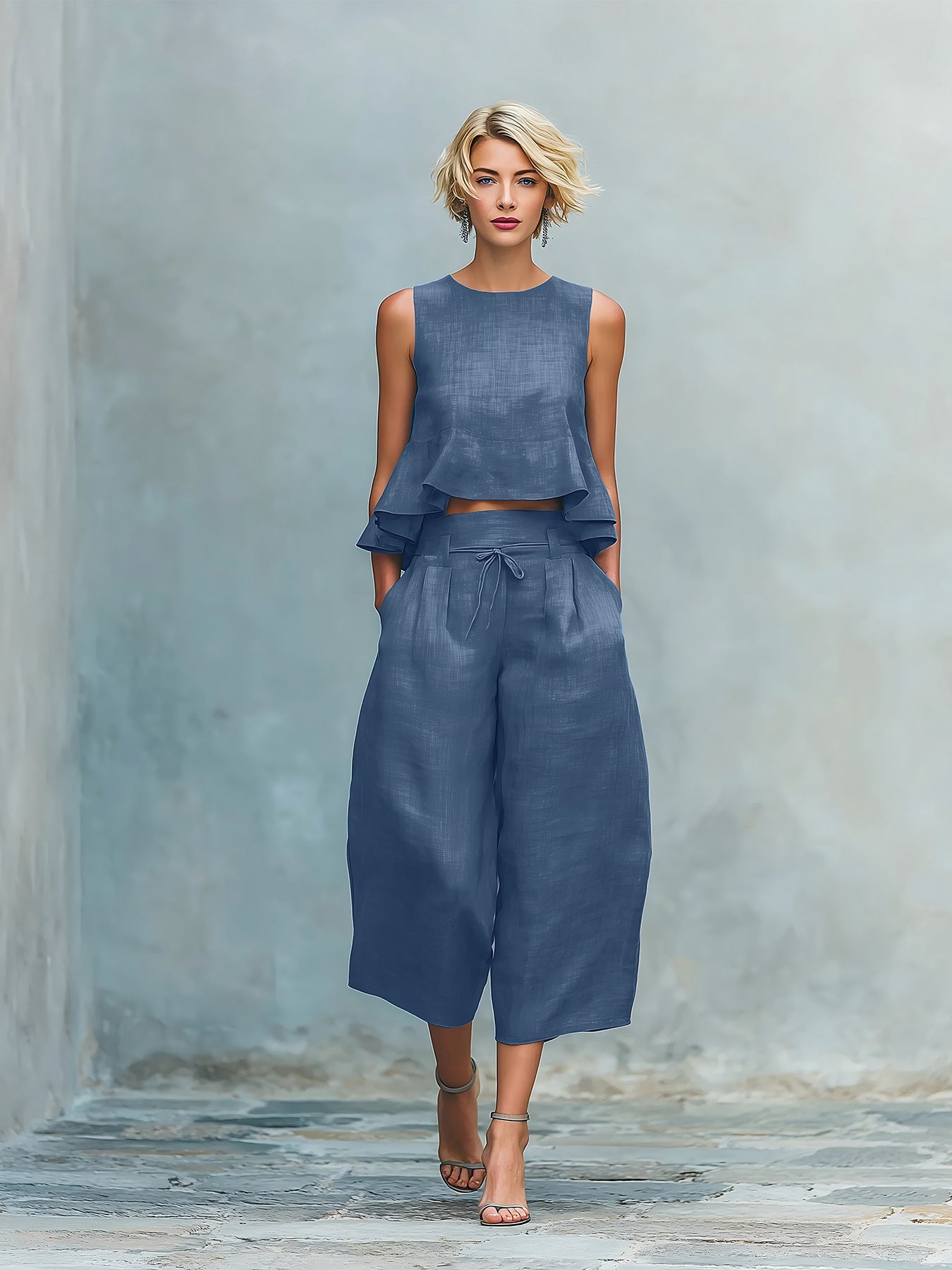 Women's Linen Blend Two-Piece Set