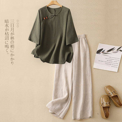 Women's Linen Cotton Two-Piece Set