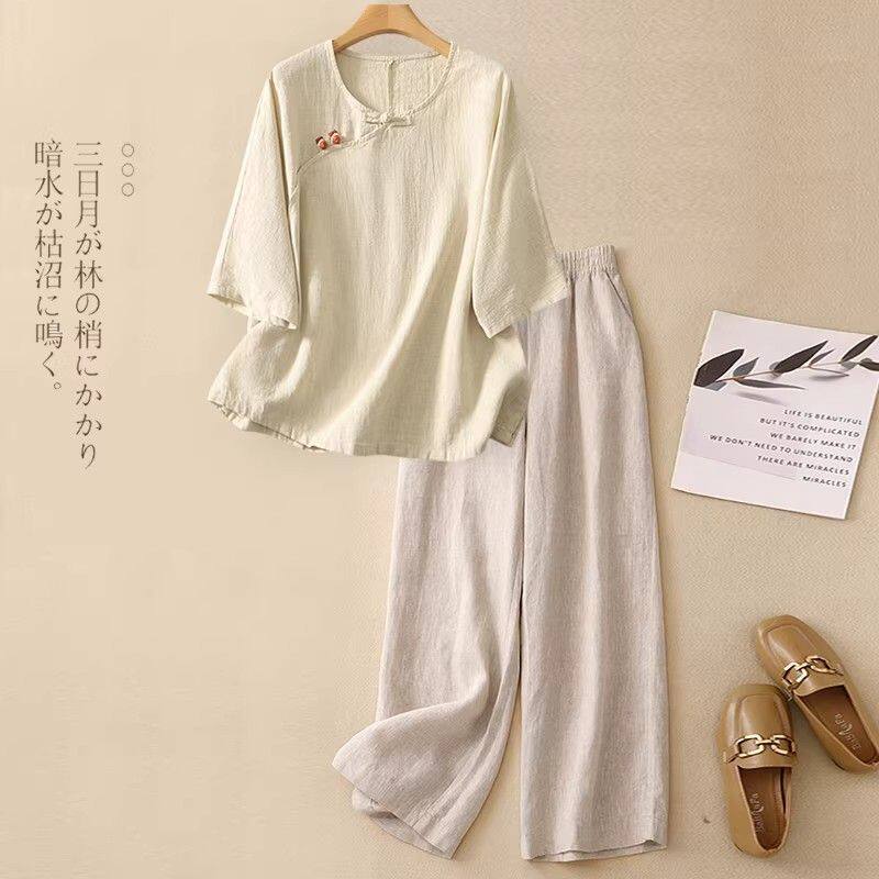 Women's Linen Cotton Two-Piece Set