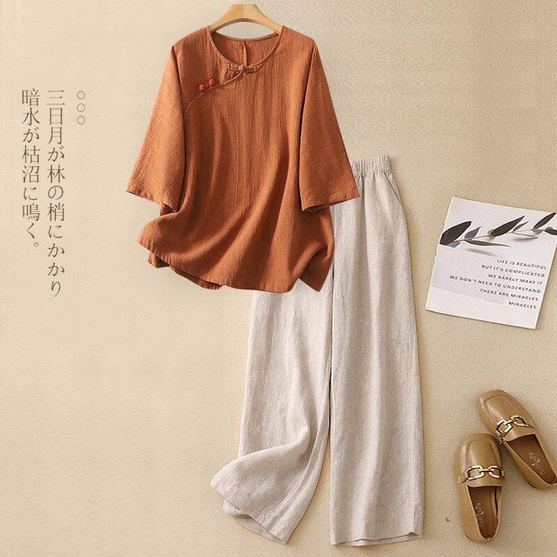 Women's Linen Cotton Two-Piece Set