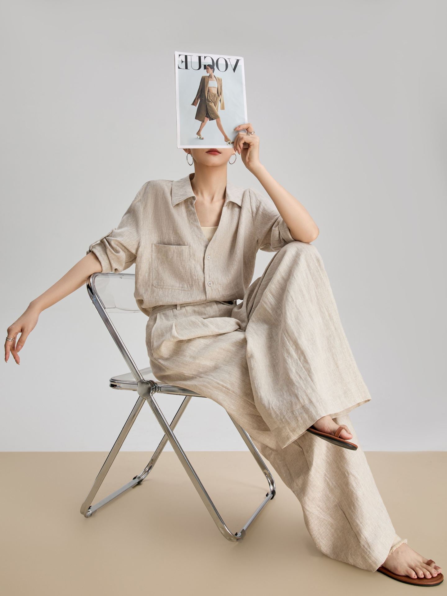 Women's Linen Shirt and Pants Set