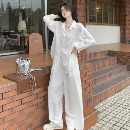 Women's Linen Shirt and Wide-Leg Pants Set
