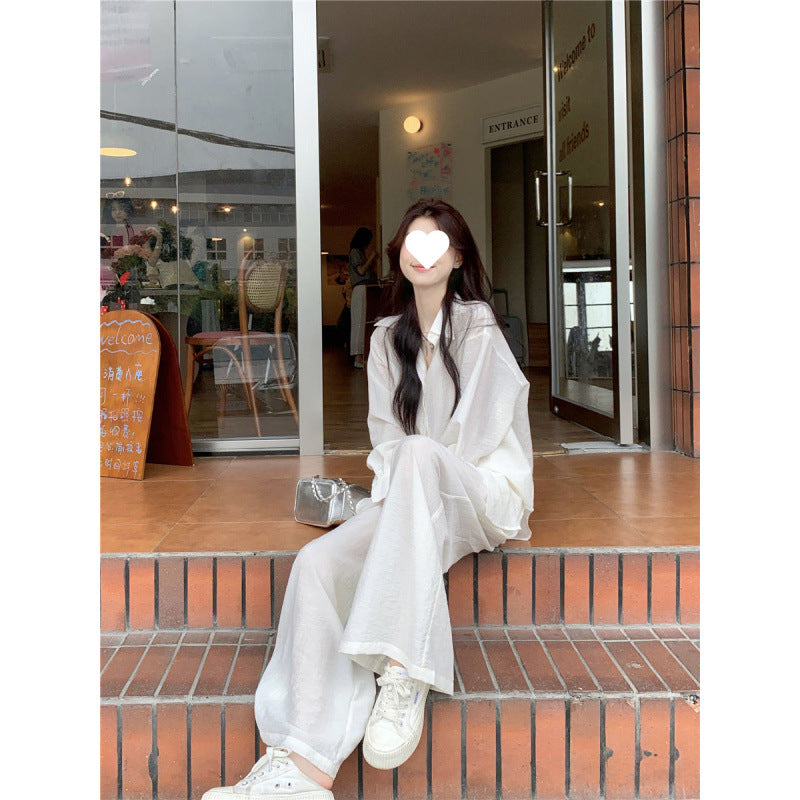 Women's Linen Shirt and Wide-Leg Pants Set