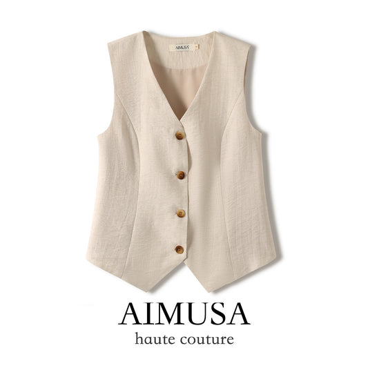 Women's linen vest top