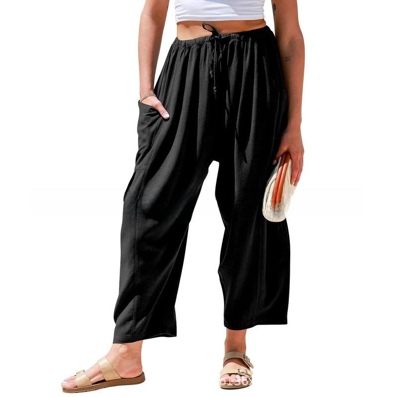 Women's Linen Wide-Leg Casual Pants