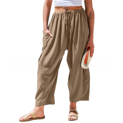 Women's Linen Wide-Leg Casual Pants