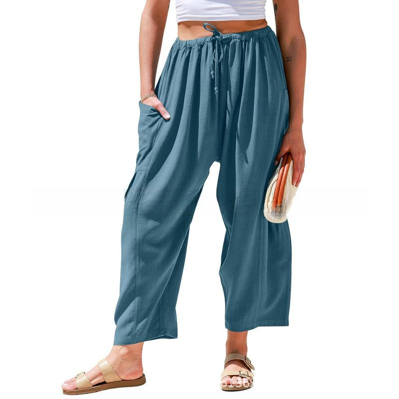Women's Linen Wide-Leg Casual Pants