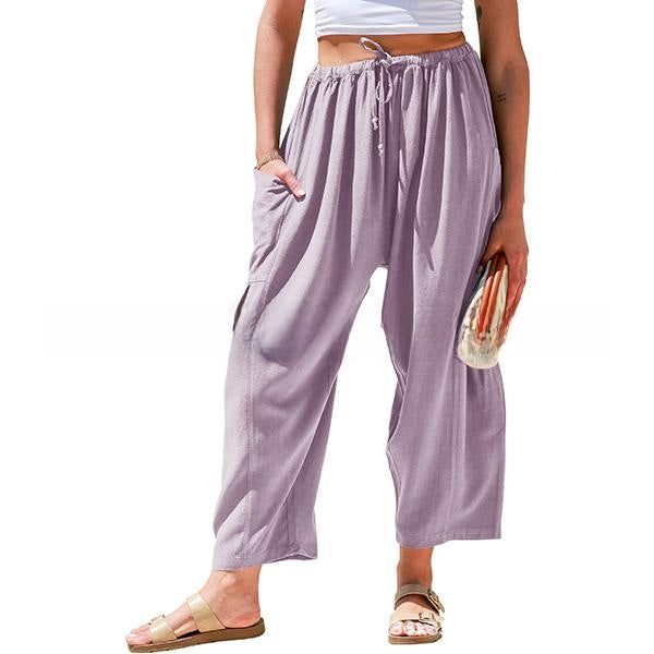 Women's Linen Wide-Leg Casual Pants