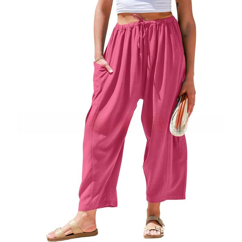 Women's Linen Wide-Leg Casual Pants