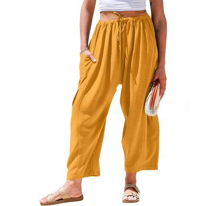 Women's Linen Wide-Leg Casual Pants