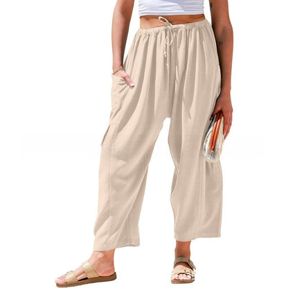 Women's Linen Wide-Leg Casual Pants