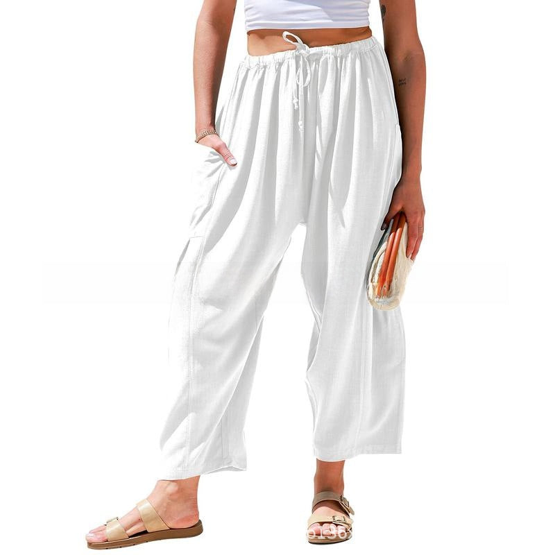 Women's Linen Wide-Leg Casual Pants