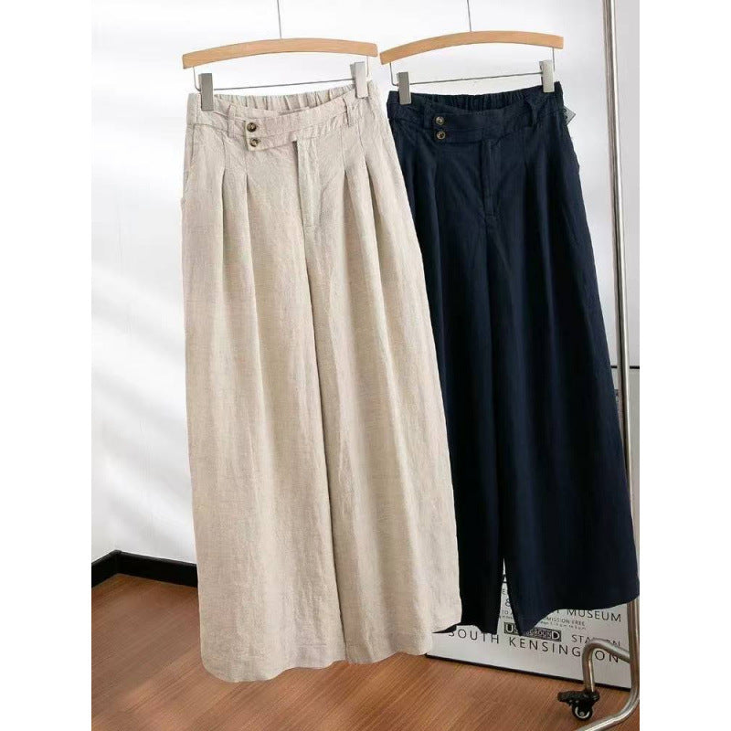 Women's Linen Wide-Leg Casual Pants