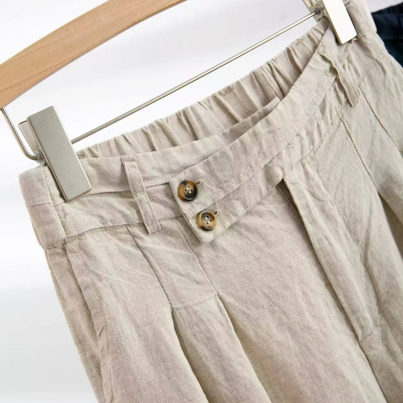 Women's Linen Wide-Leg Casual Pants