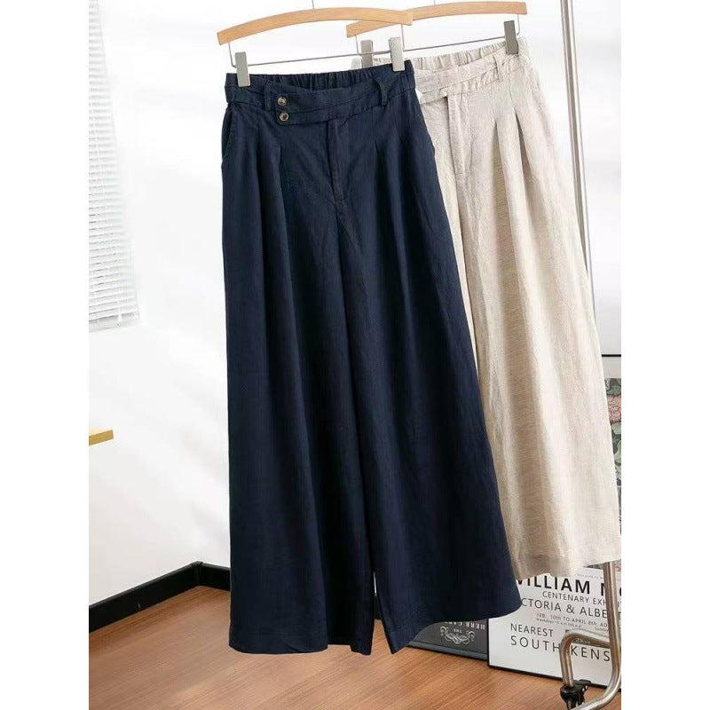 Women's Linen Wide-Leg Casual Pants