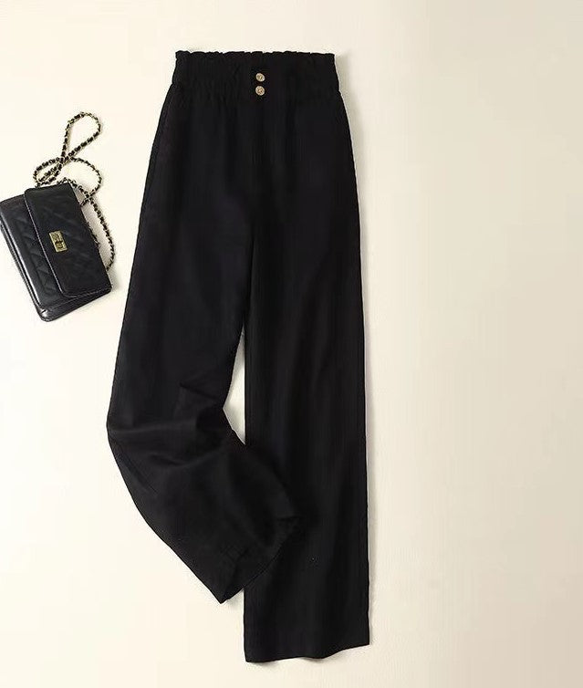 Women's Linen Wide-Leg High-Waisted Trousers