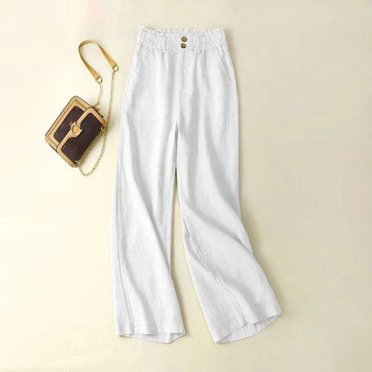 Women's Linen Wide-Leg High-Waisted Trousers