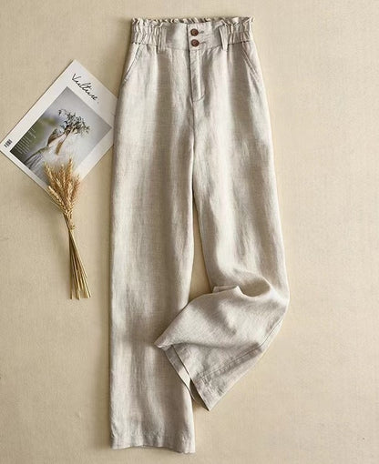 Women's Linen Wide-Leg High-Waisted Trousers