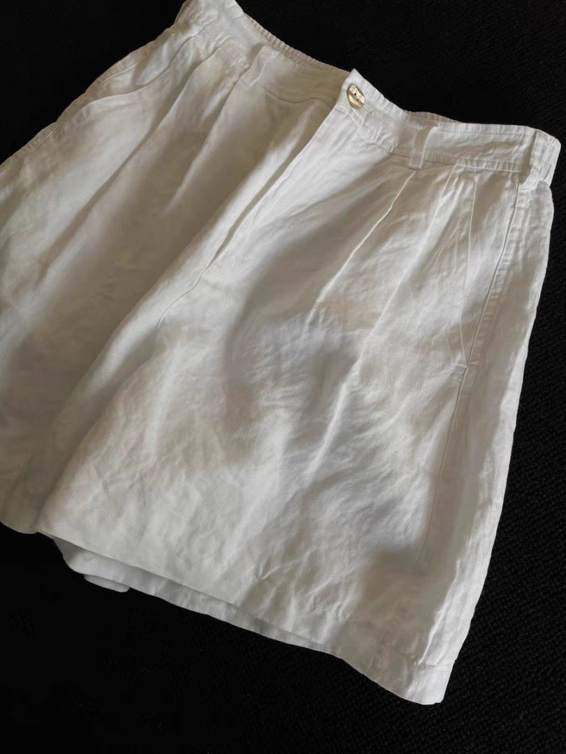 Women's Linen Wide-Leg Shorts